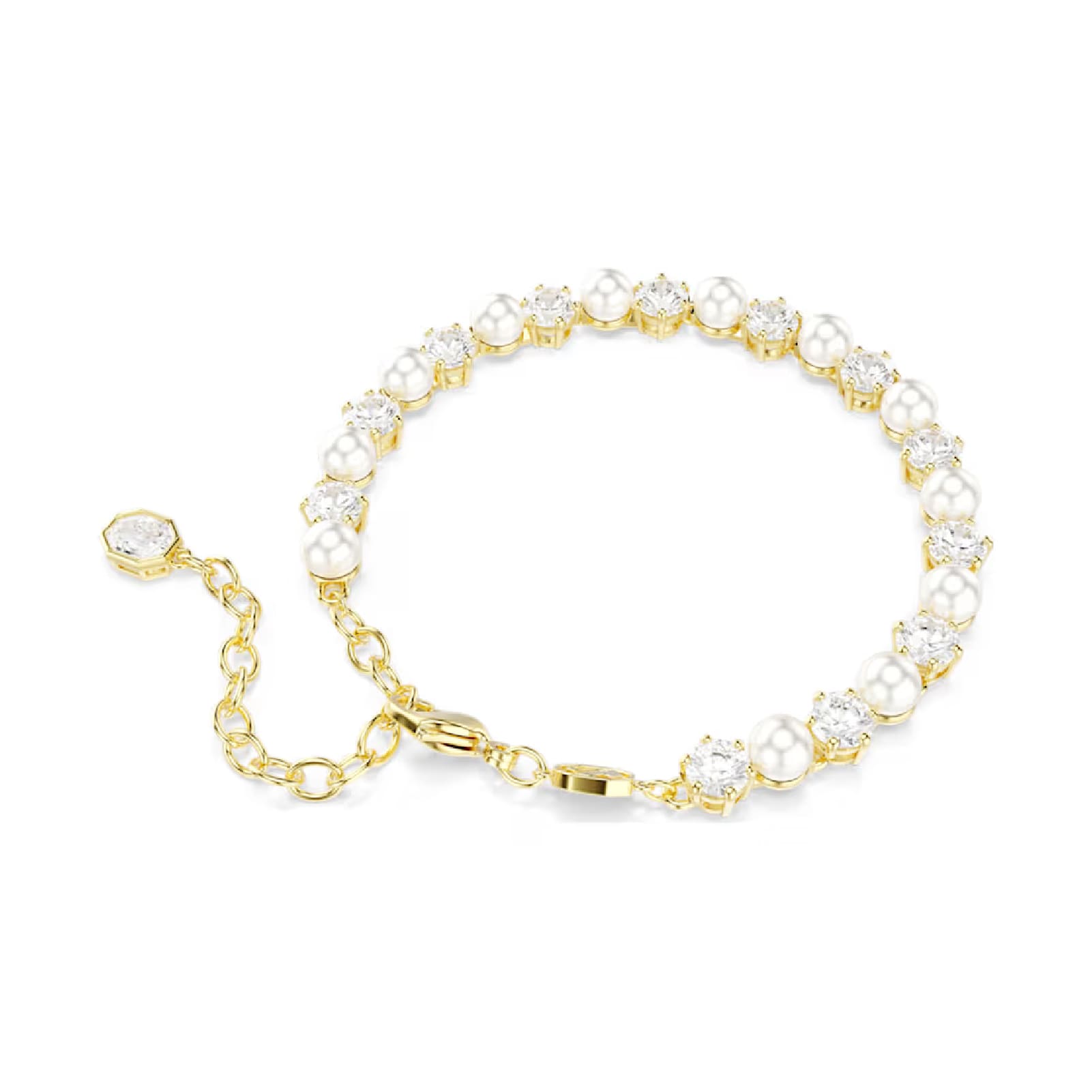Bracciale tennis Swarovski con cristalli e crystal pearls 21 cm