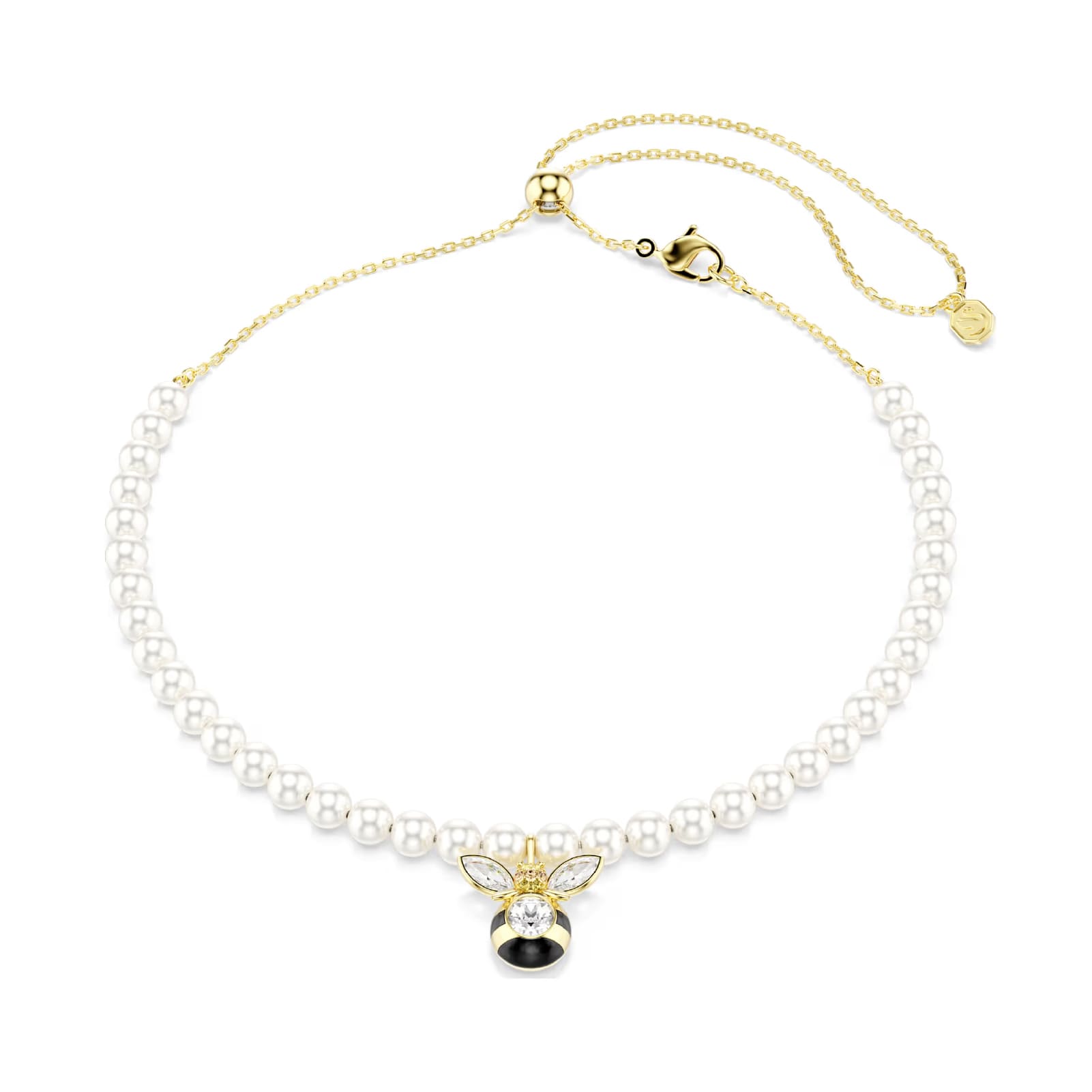 Collana Swarovski Idyllia con pendente ape e Crystal Pearls MISURA UNICA