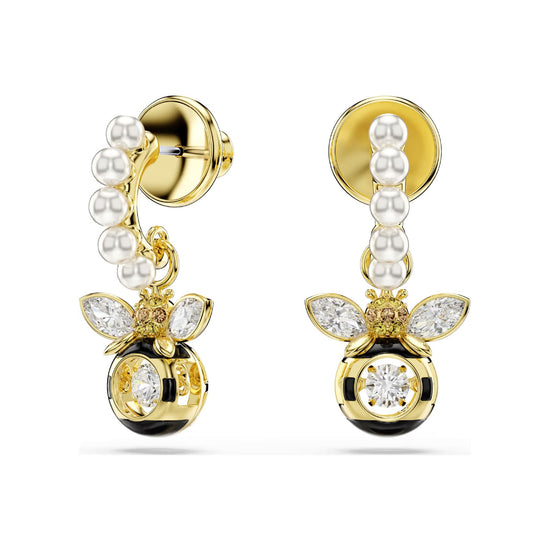 Orecchini pendenti Swarovski Idyllia con ape e Crystal Pearls MISURA UNICA