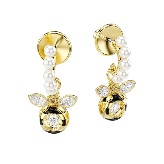 Orecchini pendenti Swarovski Idyllia con ape e Crystal Pearls MISURA UNICA