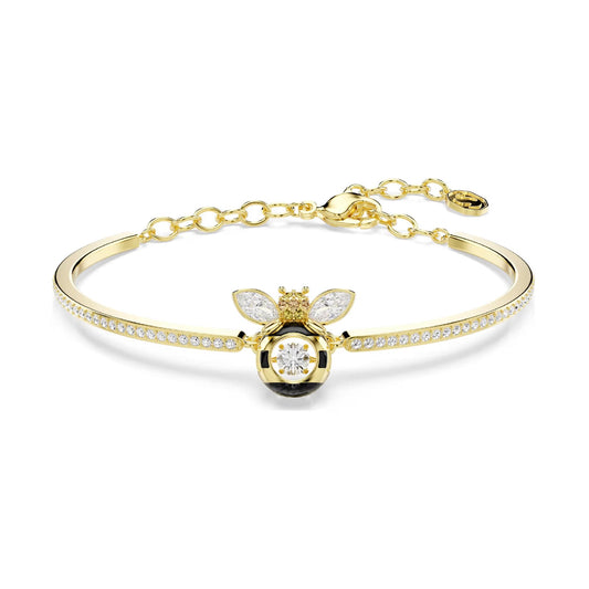 Bracciale rigido Swarovski Idyllia dorato con cristalli e ape 15,5 cm