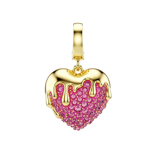 Charm cuore Swarovski Idyllia con cristalli rosa e placcato oro MISURA UNICA