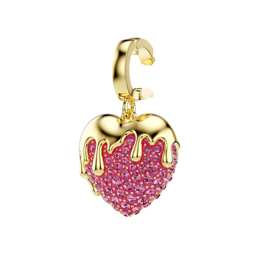 Charm cuore Swarovski Idyllia con cristalli rosa e placcato oro MISURA UNICA