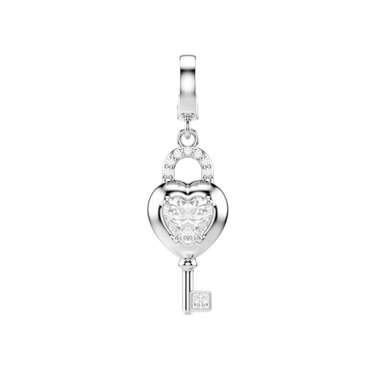 Charm chiave Swarovski Idyllia rodiato con zircone centrale MISURA UNICA