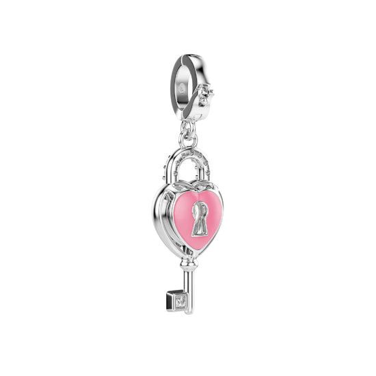 Charm chiave Swarovski Idyllia rodiato con zircone centrale MISURA UNICA