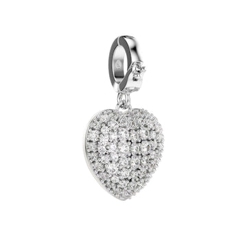Charm cuore Swarovski placcato rodio con cristallo e zirconi MISURA UNICA