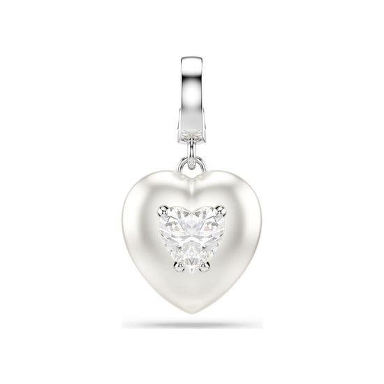 Charm cuore Swarovski placcato rodio con cristallo e zirconi MISURA UNICA