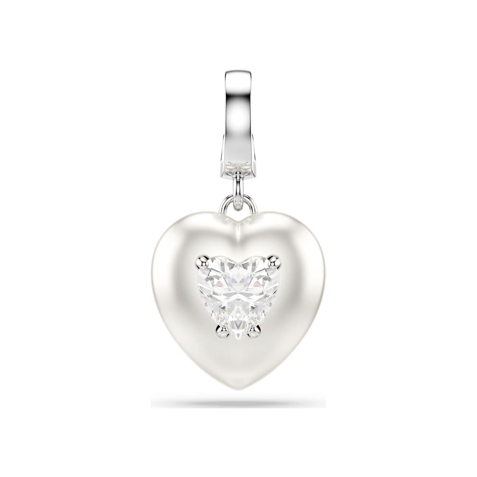 Charm cuore Swarovski placcato rodio con cristallo e zirconi MISURA UNICA