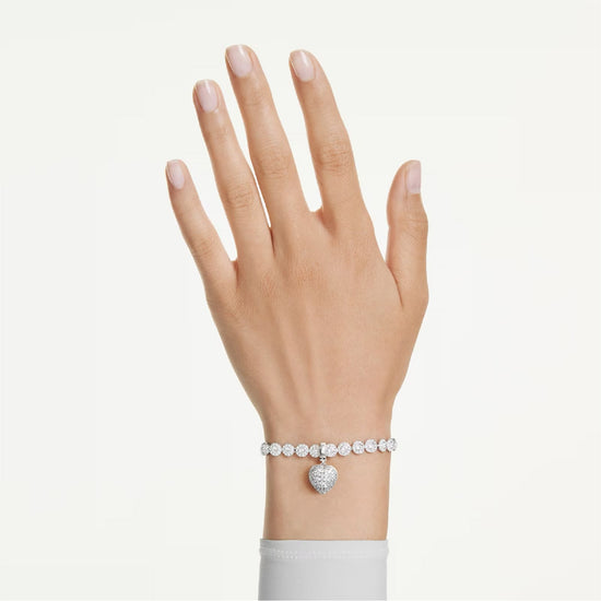 Charm cuore Swarovski placcato rodio con cristallo e zirconi MISURA UNICA