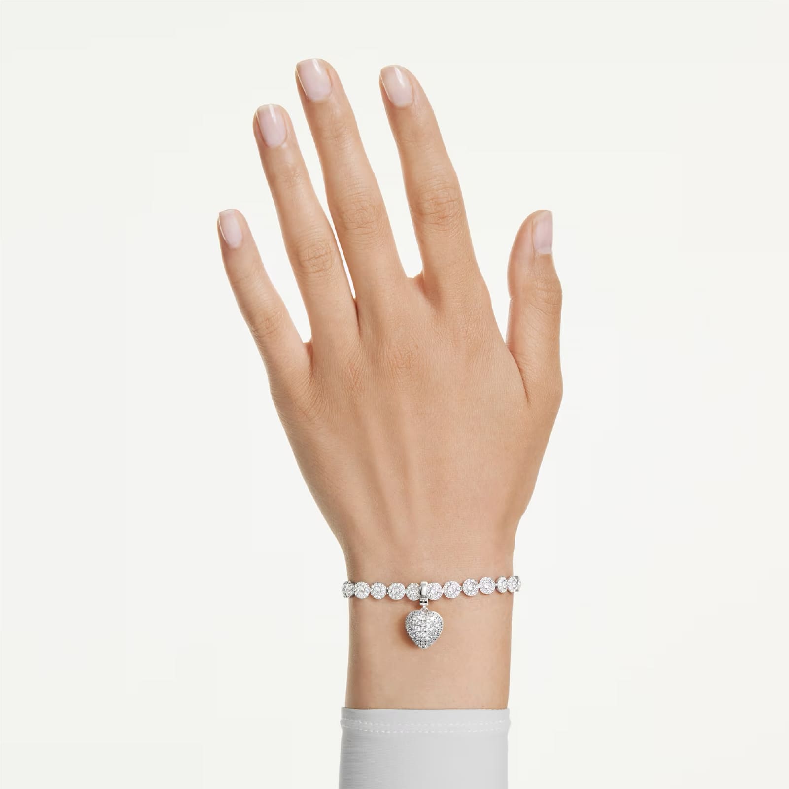 Charm cuore Swarovski placcato rodio con cristallo e zirconi MISURA UNICA