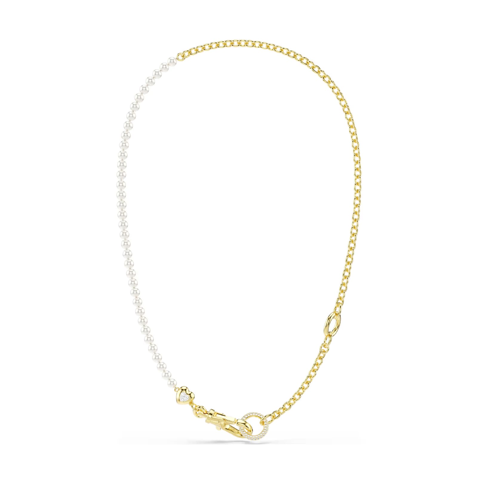 Collana Swarovski placcato oro con cuore e crystal pearls MISURA UNICA