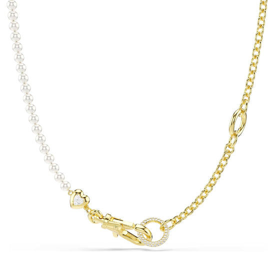 Collana Swarovski placcato oro con cuore e crystal pearls MISURA UNICA