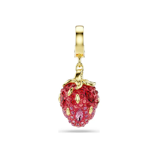 Charm fragola Swarovski Idyllia dorato con cristalli rossi MISURA UNICA