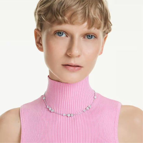 Collana Swarovski rodiata con motivo a freccia e cristalli cry MISURA UNICA