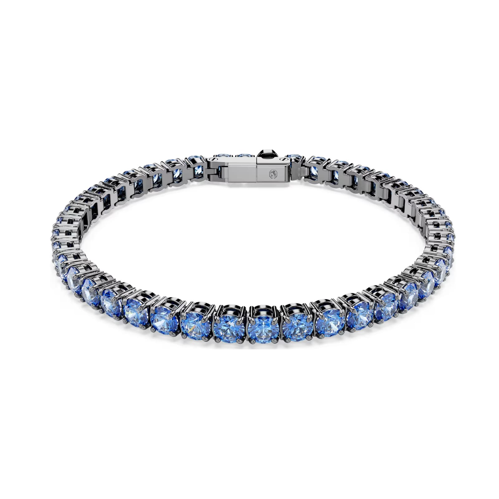 Bracciale tennis Swarovski placcato rutenio e zirconi blu 16,5 cm