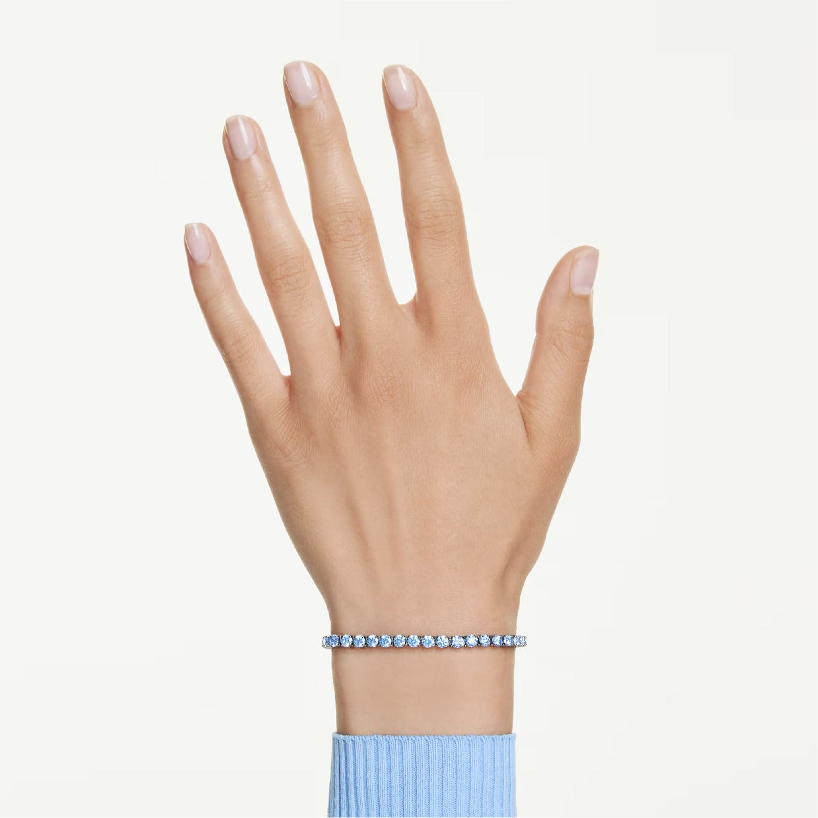 Bracciale tennis Swarovski placcato rutenio e zirconi blu 16,5 cm