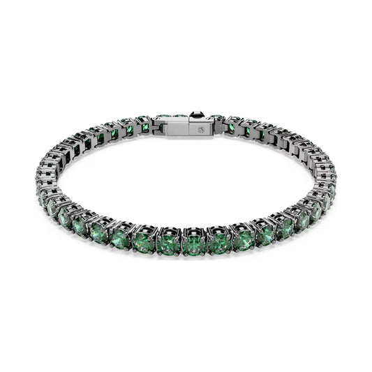 Bracciale tennis Swarovski Matrix rutenio e zirconi verdi 16,5 cm
