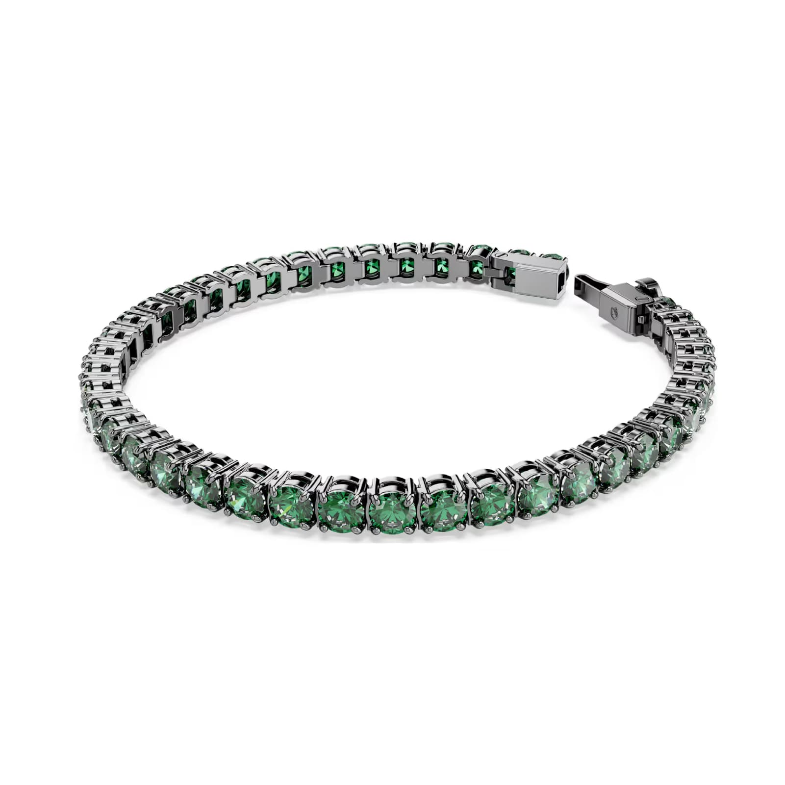 Bracciale tennis Swarovski Matrix rutenio e zirconi verdi 16,5 cm