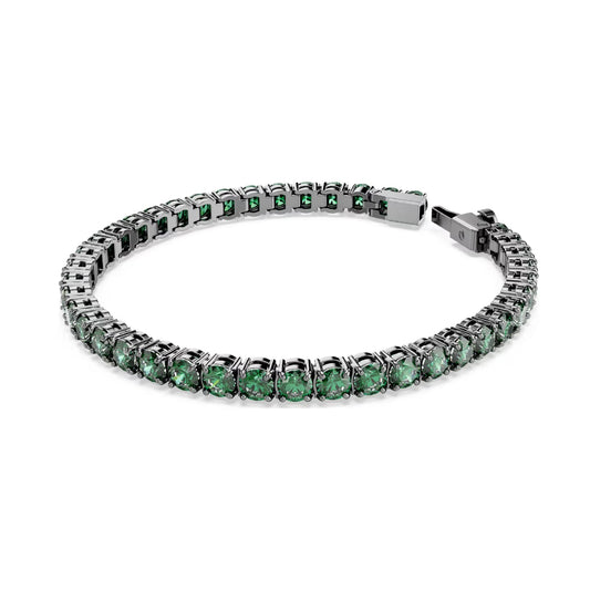 Bracciale tennis Swarovski Matrix rutenio e zirconi verdi 16,5 cm
