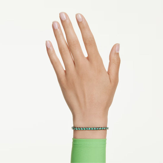 Bracciale tennis Swarovski Matrix rutenio e zirconi verdi 16,5 cm