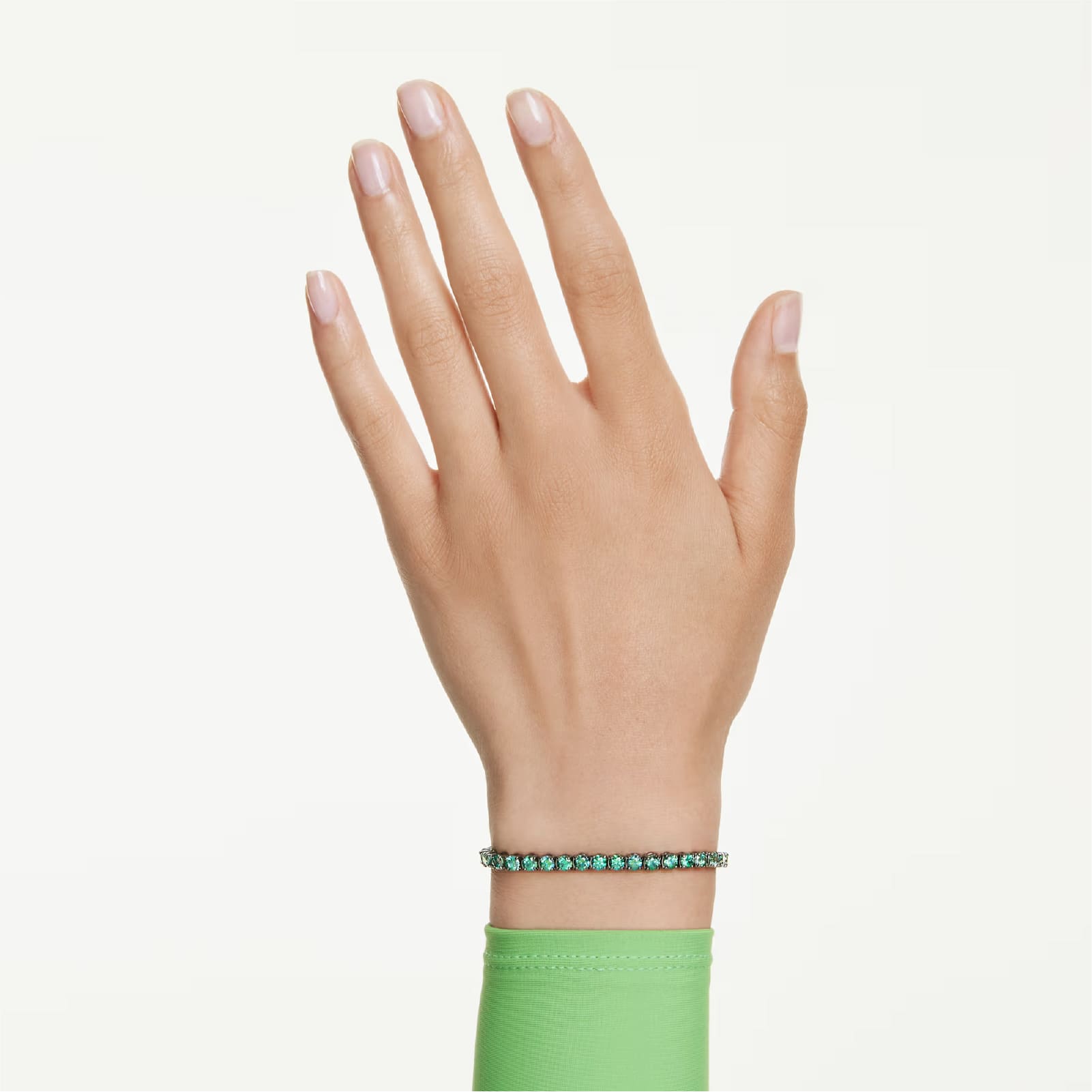 Bracciale tennis Swarovski Matrix rutenio e zirconi verdi 16,5 cm