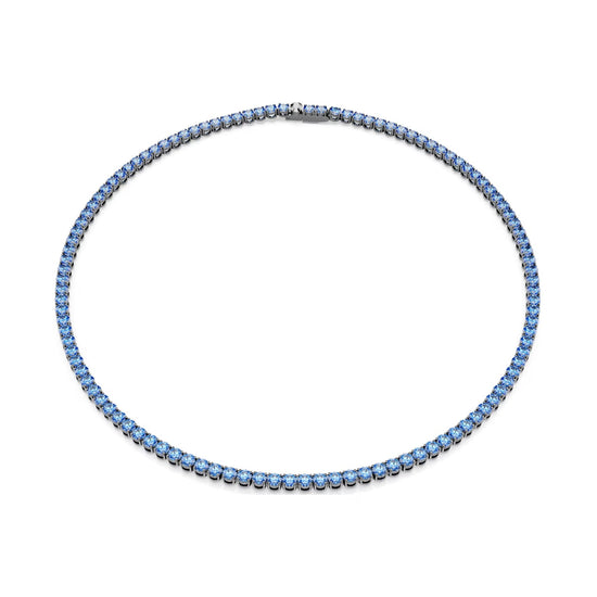 Collana tennis Swarovski Matrix placcata rutenio e zirconi blu MISURA UNICA