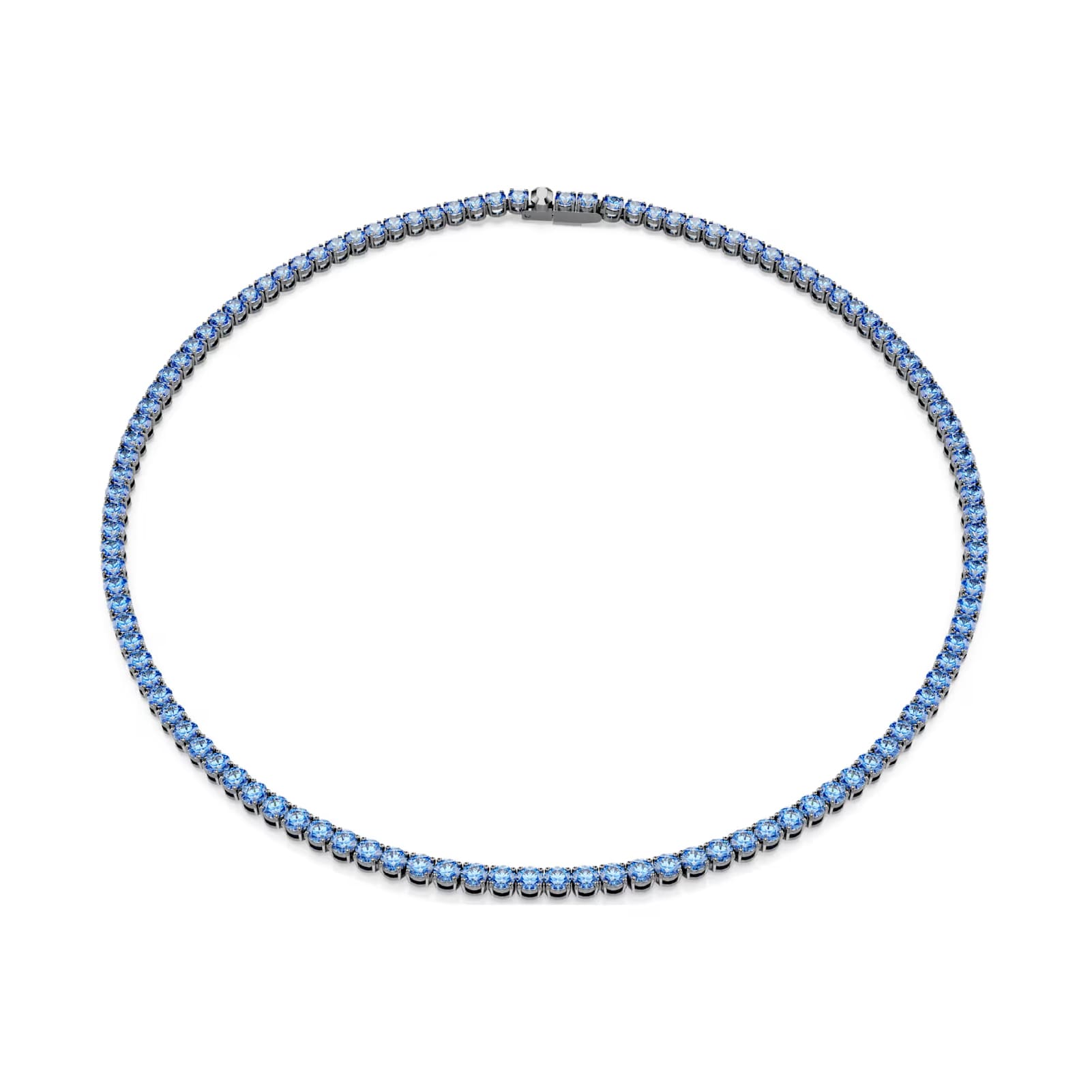Collana tennis Swarovski Matrix placcata rutenio e zirconi blu MISURA UNICA