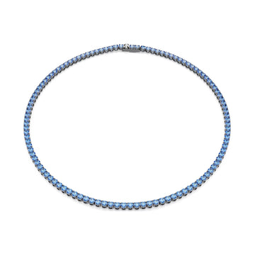 Collana tennis Swarovski Matrix placcata rutenio e zirconi blu MISURA UNICA