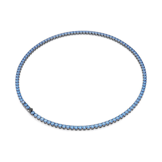 Collana tennis Swarovski Matrix placcata rutenio e zirconi blu MISURA UNICA