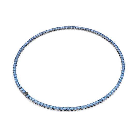 Collana tennis Swarovski Matrix placcata rutenio e zirconi blu MISURA UNICA