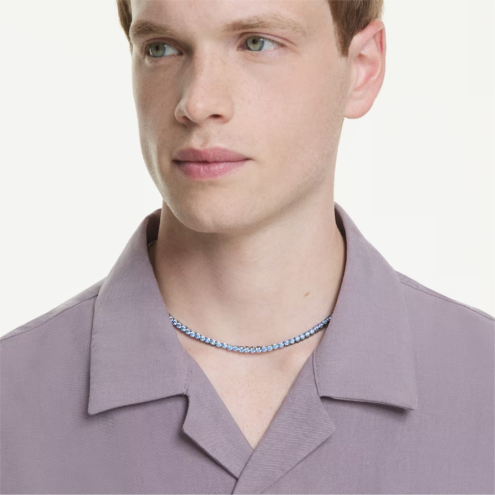 Collana tennis Swarovski Matrix placcata rutenio e zirconi blu MISURA UNICA