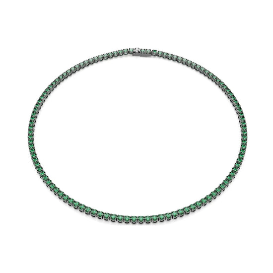Collana tennis Swarovski Matrix rutenio con zirconi verdi MISURA UNICA