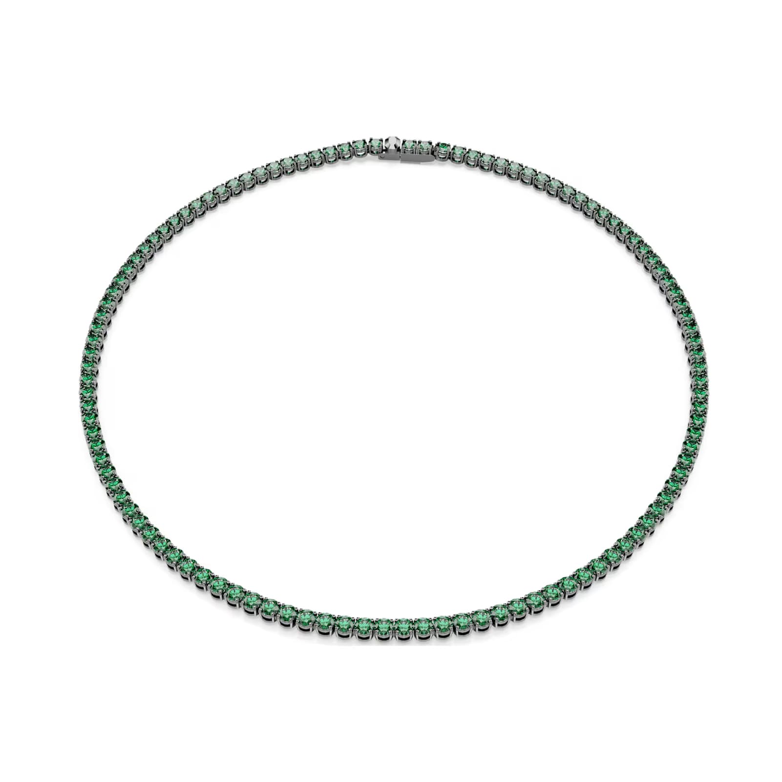 Collana tennis Swarovski Matrix rutenio con zirconi verdi MISURA UNICA