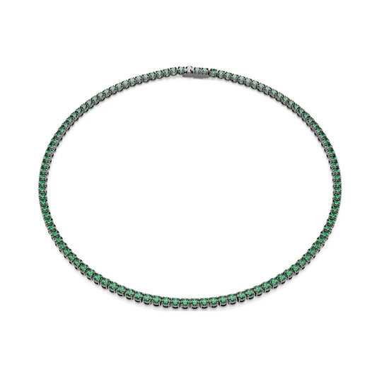 Collana tennis Swarovski Matrix rutenio con zirconi verdi MISURA UNICA