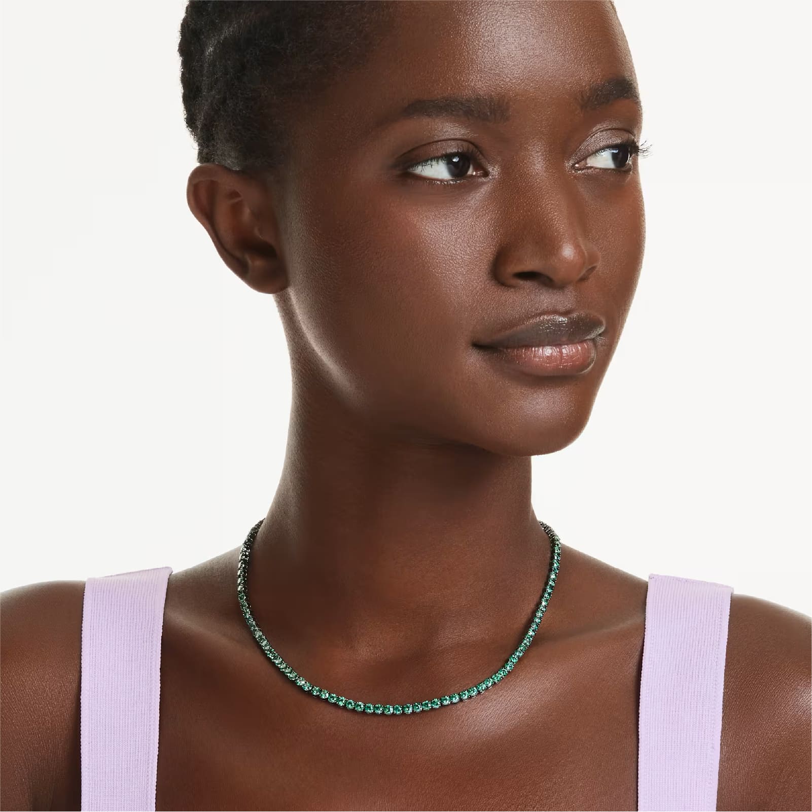 Collana tennis Swarovski Matrix rutenio con zirconi verdi MISURA UNICA