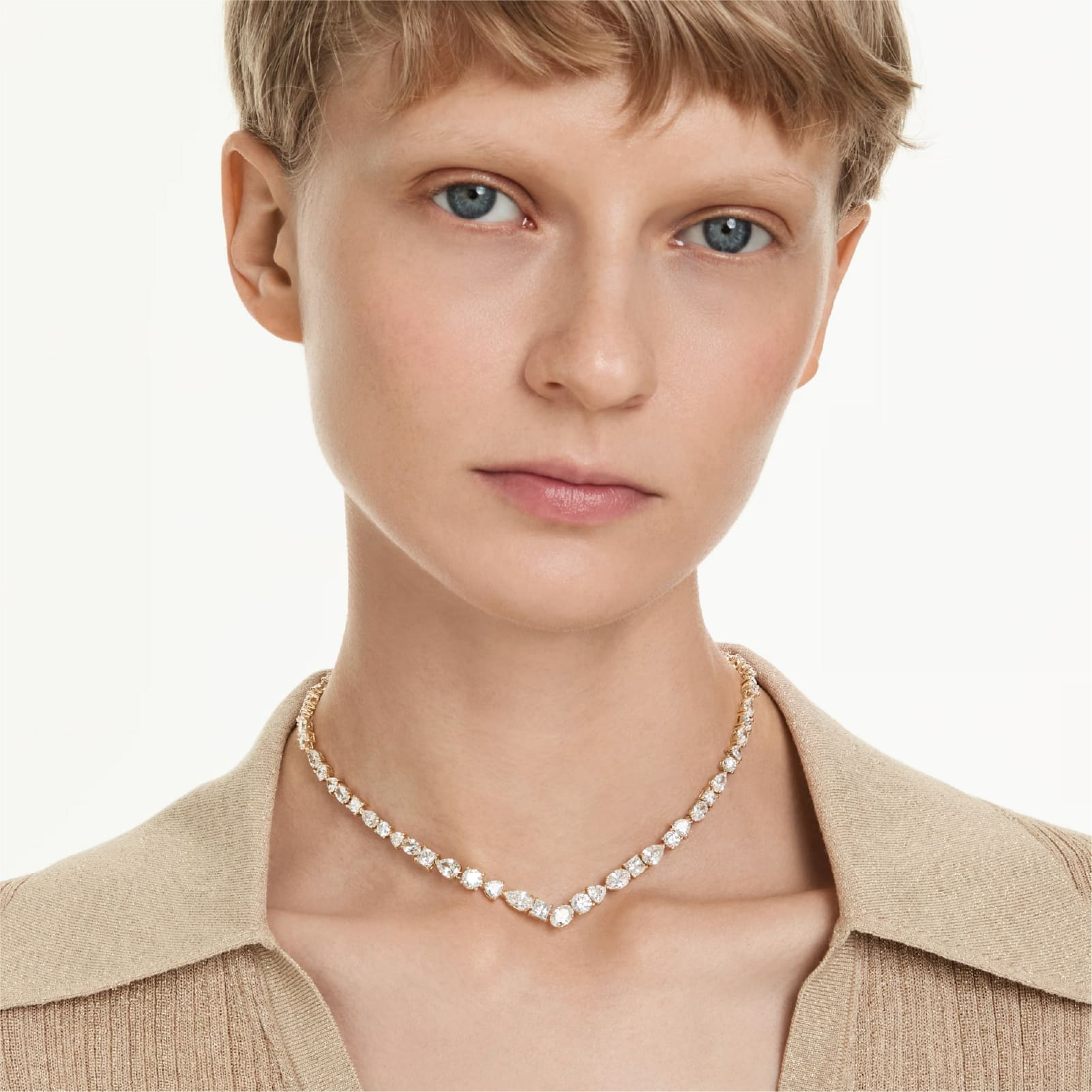 Collana girocollo Swarovski placcata oro con cristalli MISURA UNICA