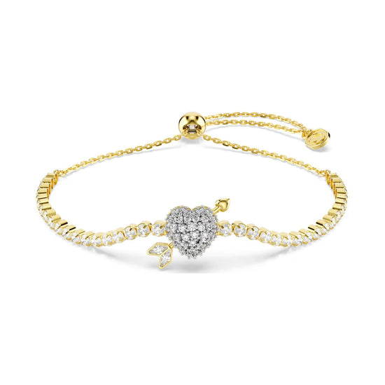 Bracciale Swarovski dorato con cuore trafitto e cristalli cry 24 cm