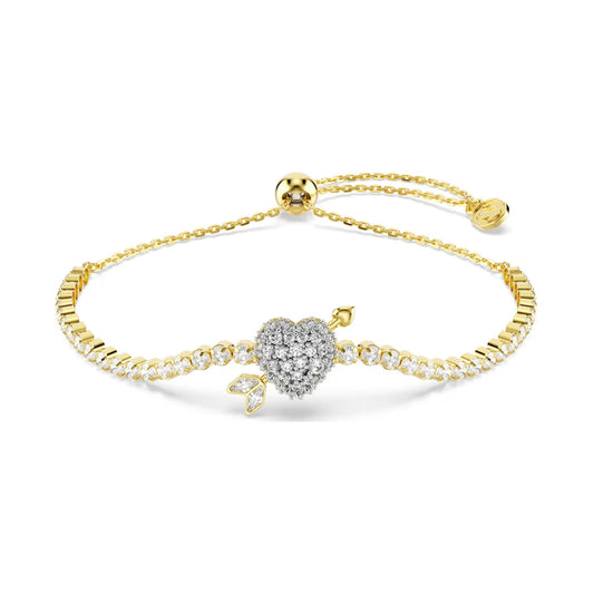 Bracciale Swarovski dorato con cuore trafitto e cristalli cry 24 cm