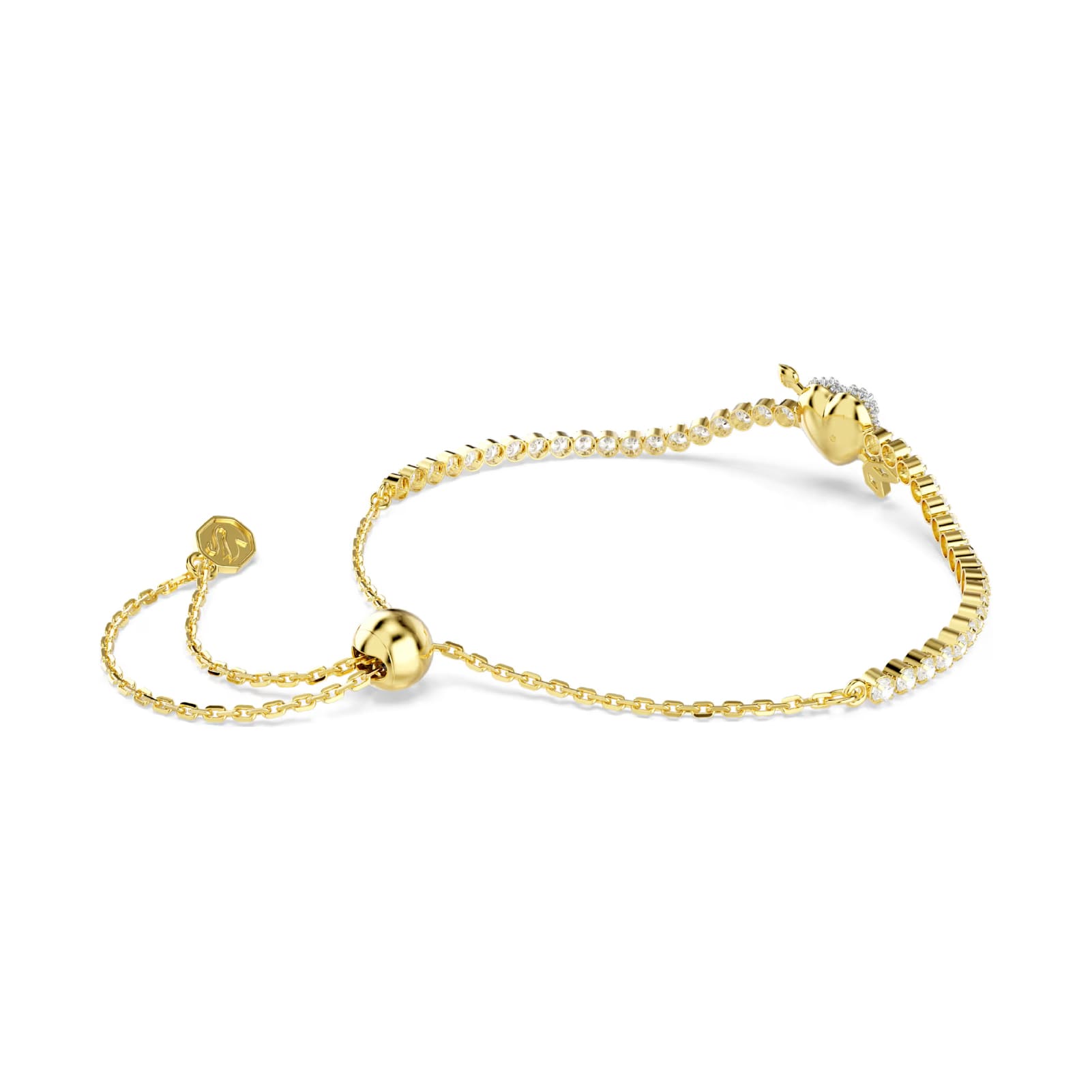 Bracciale Swarovski dorato con cuore trafitto e cristalli cry 24 cm