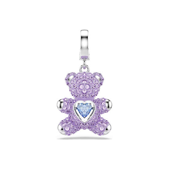 Charm orsetto Swarovski rodiato con cristalli viola e zircone MISURA UNICA