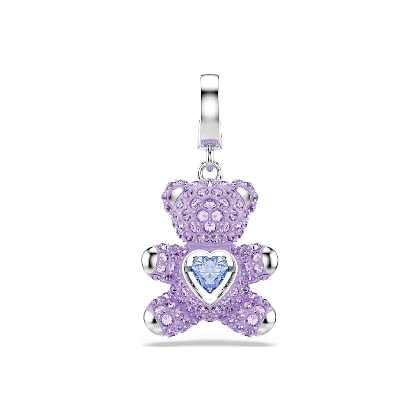 Charm orsetto Swarovski rodiato con cristalli viola e zircone MISURA UNICA