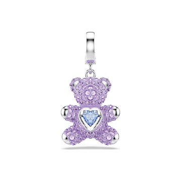 Charm orsetto Swarovski rodiato con cristalli viola e zircone MISURA UNICA