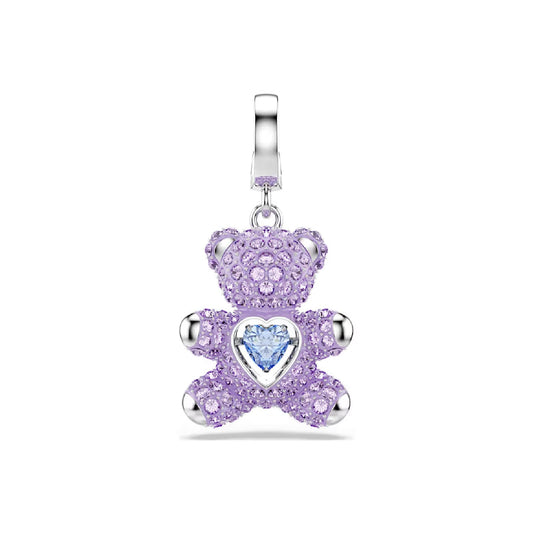 Charm orsetto Swarovski rodiato con cristalli viola e zircone MISURA UNICA