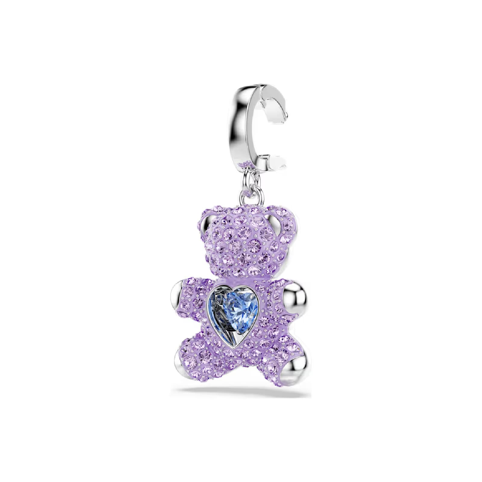 Charm orsetto Swarovski rodiato con cristalli viola e zircone MISURA UNICA
