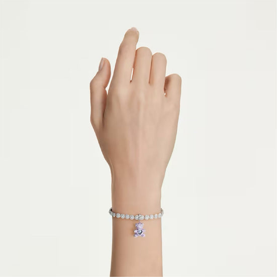 Charm orsetto Swarovski rodiato con cristalli viola e zircone MISURA UNICA