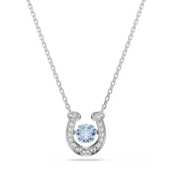 Collana Swarovski con pendente ferro di cavallo e zircone blu MISURA UNICA