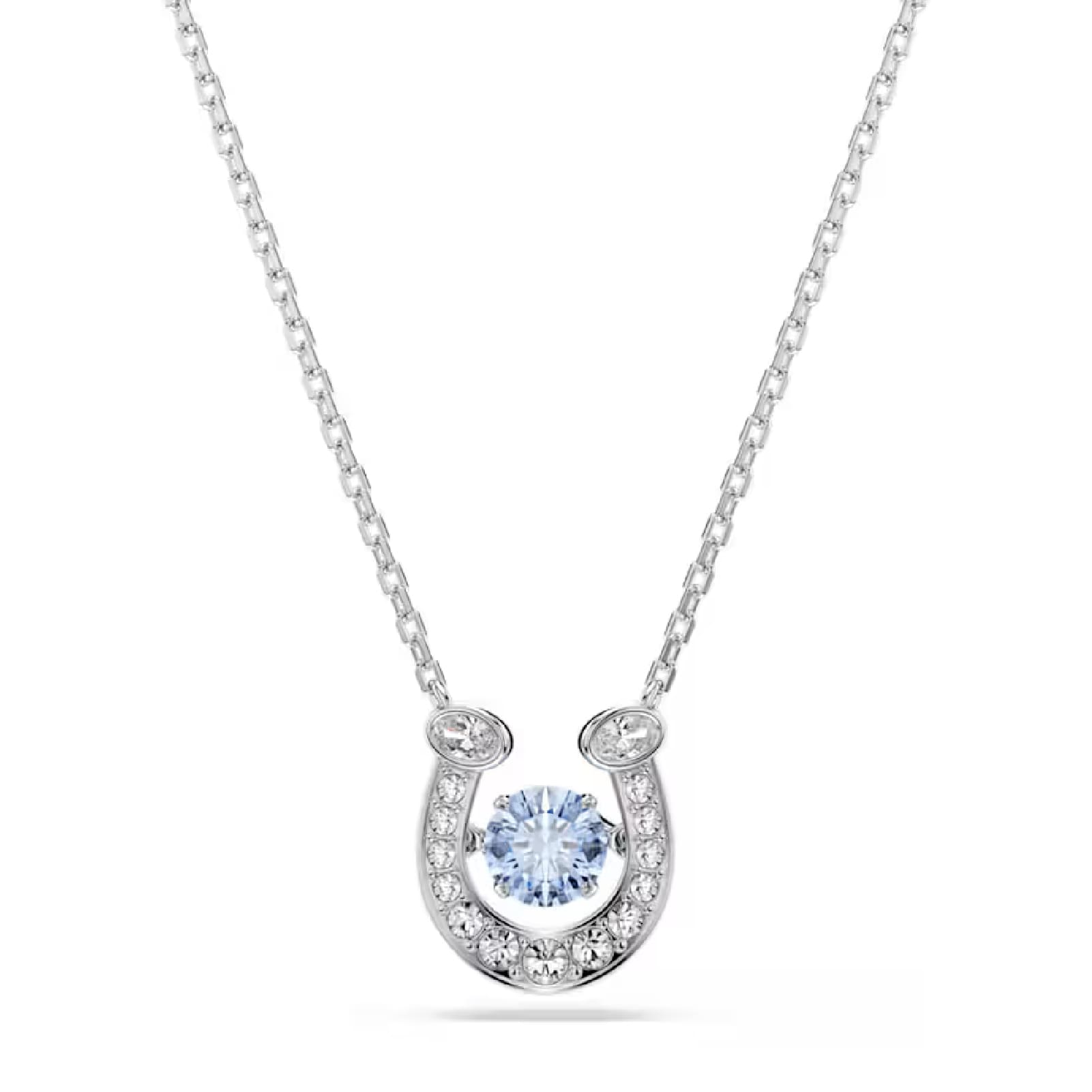 Collana Swarovski con pendente ferro di cavallo e zircone blu MISURA UNICA