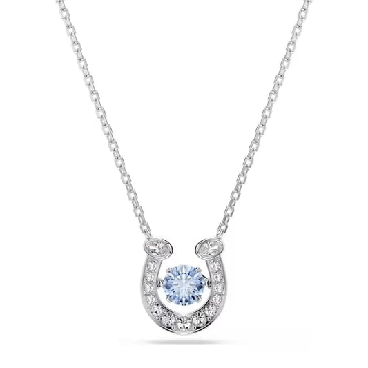 Collana Swarovski con pendente ferro di cavallo e zircone blu MISURA UNICA