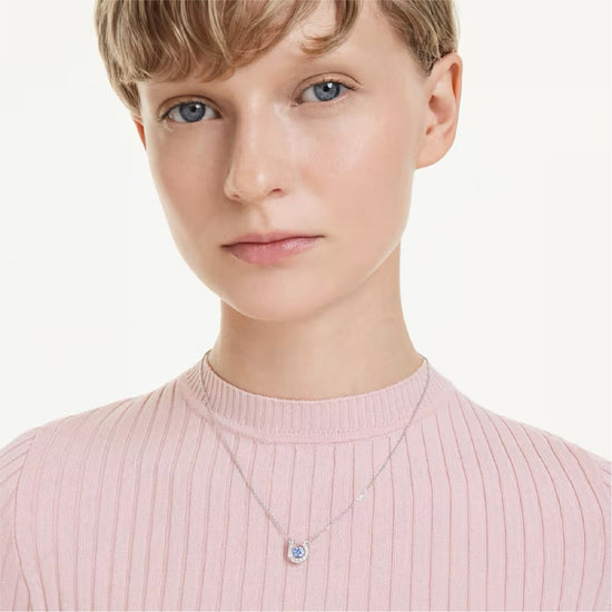 Collana Swarovski con pendente ferro di cavallo e zircone blu MISURA UNICA