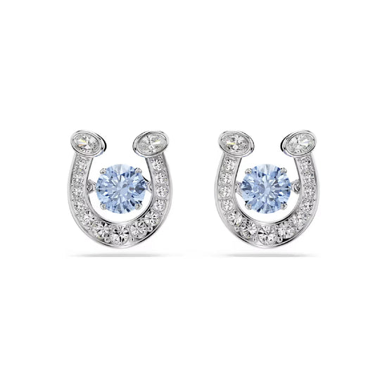 Orecchini a lobo Swarovski ferro di cavallo e zircone blu MISURA UNICA